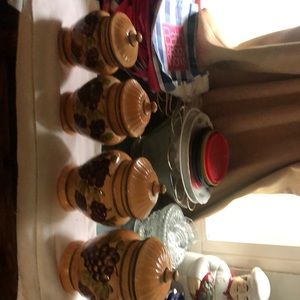 Casavero 4 pc set Tuscany grape vine ceramic kitchen jars